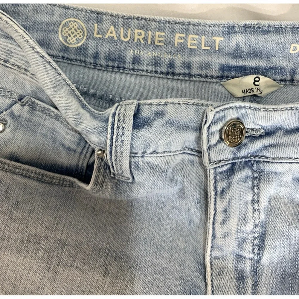 Laurie Felt Jeans Womens 8 29X26 Daisy‎ Denim Slim Crop Raw Hem Light Wash